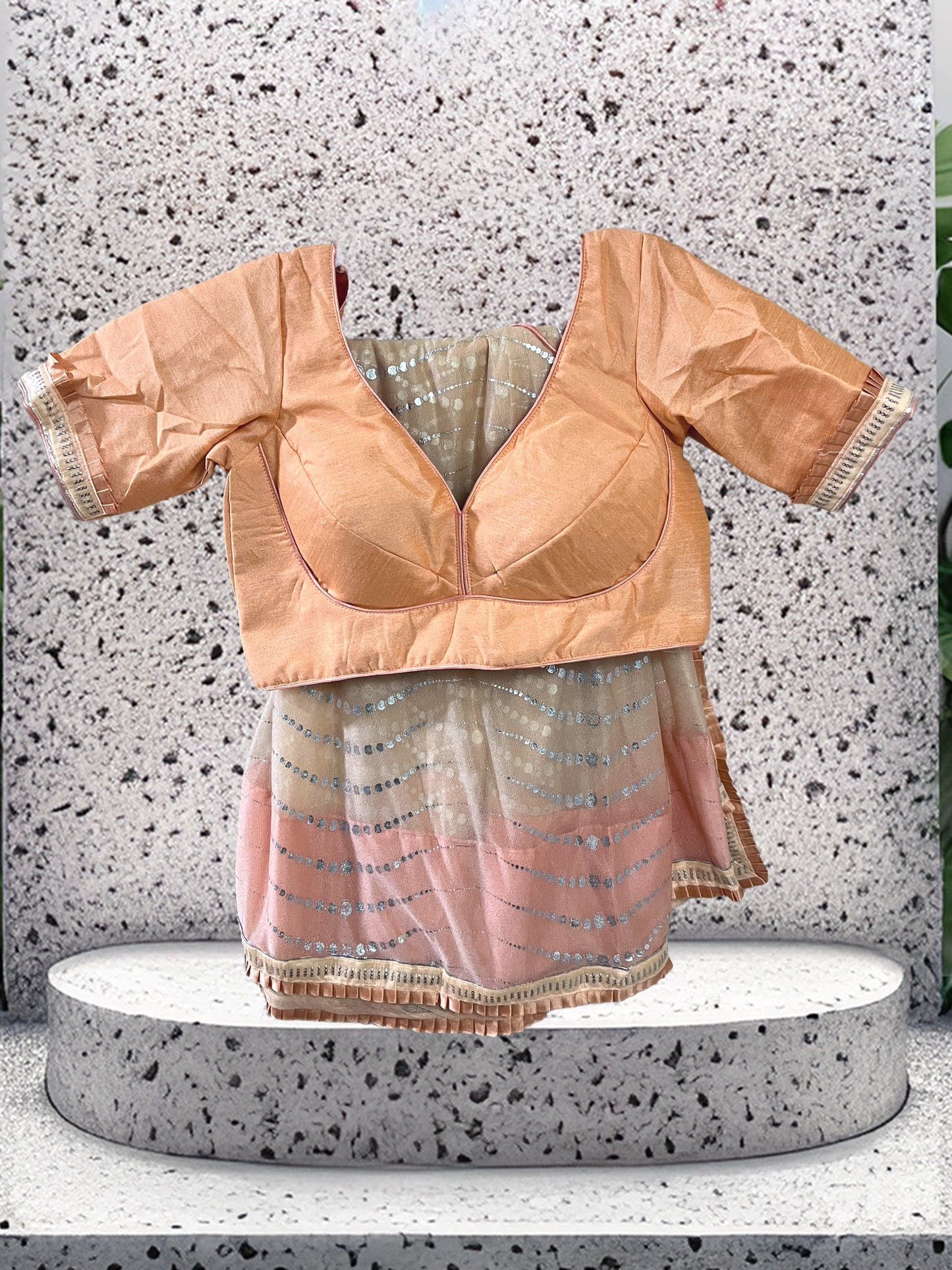 Shinning Sari with Stitching